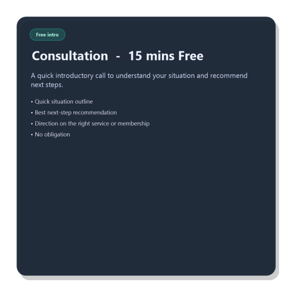 Consultation — 15 mins Free