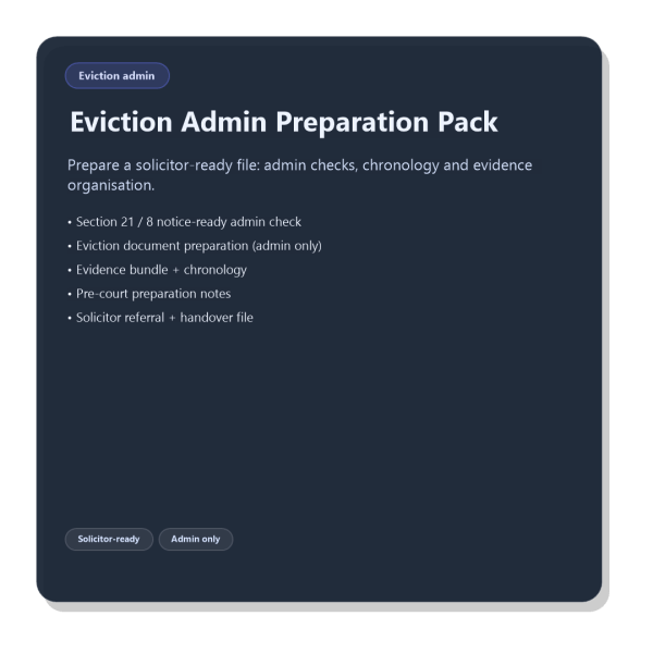 Eviction Admin Preparation Pack