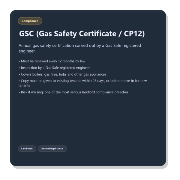 GSC Gas Safety Certificate CP12